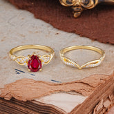 Romantic 5-Prong Pear Cut Ruby Stacking Ring